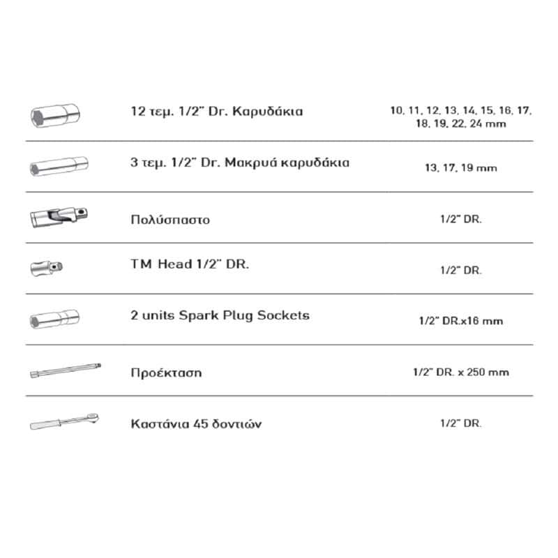 TOP MASTER ΚΑΣΕΤΙΝΑ ΚΑΡΥΔΑΚΙΑ 1/2" ΣΕΤ 20 τεμ 339104 - Image 3