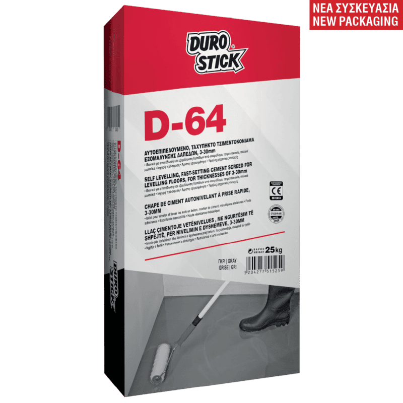 Durostick D-64 Αυτοεπιπεδούμενο, Ταχύπηκτο Τσιμεντοκονίαμα Εξομάλυνσης Δαπέδων (3-30mm) 25kg