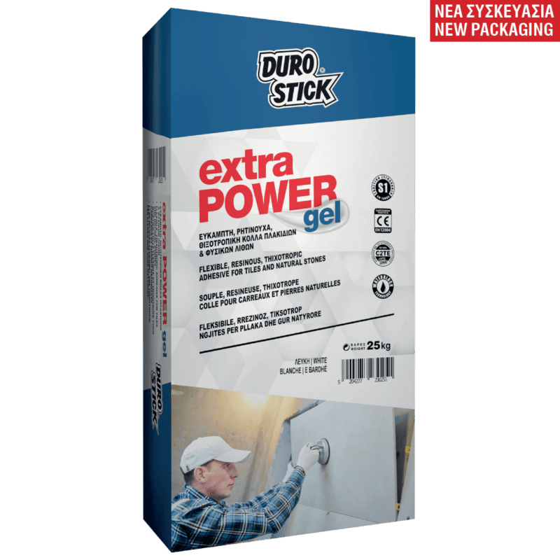 Durostick Extra Power Gel Κόλλα Πλακιδίων Λευκή 25Kg